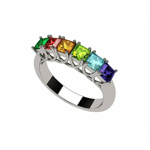 Details about   Birthstones Ring 3 Stone Personalize custom jewelry Gift for Mom with box